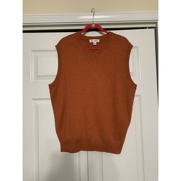 Cypress Links Sweater Vest Mens Large Burnt Orange Cotton Classic Preppy Golf - Picture 3 of 6